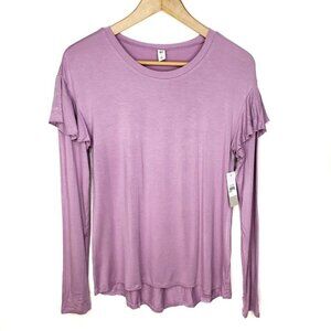 B.P. Purple Mist Long Sleeve Ruffled Top